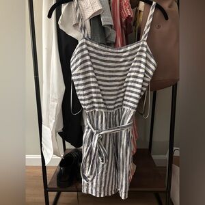 C&C California Navy & White Striped Spaghetti-Strap Tie-Waist Romper